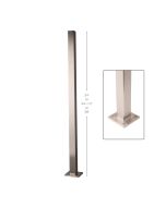 Stainless Steel Square Plain Posts with Anchor Plate - 34", 34-1/2", 38" & 42" Height - Alloy 304 - #4 Satin Finish