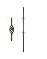 Steel Tube Balusters - 1/2" Square Series With Dowel Top - Double Basket - Satin Black