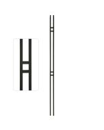 Steel Tube Balusters- Geometric 1/2" Square Series With Dowel Top - Double Feature - Satin Black