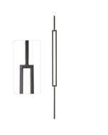 Steel Tube Balusters - Geometric 1/2" Square Series With Dowel Top - Single Feature - Satin Black