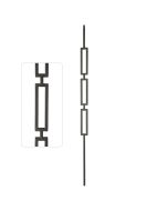 Steel Tube Balusters - Geometric 1/2" Square Series With Dowel Top - Triple Feature - Satin Black
