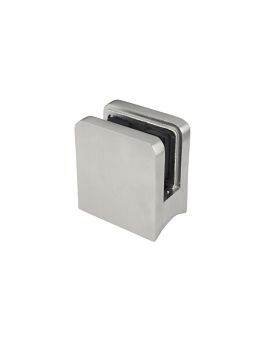 Large, Square, Glass Clip for Round Post - Alloy 316   