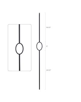 Steel Tube Spindles - Geometric 1/2" Square Series With Dowel Top - Single Feature - Satin Black