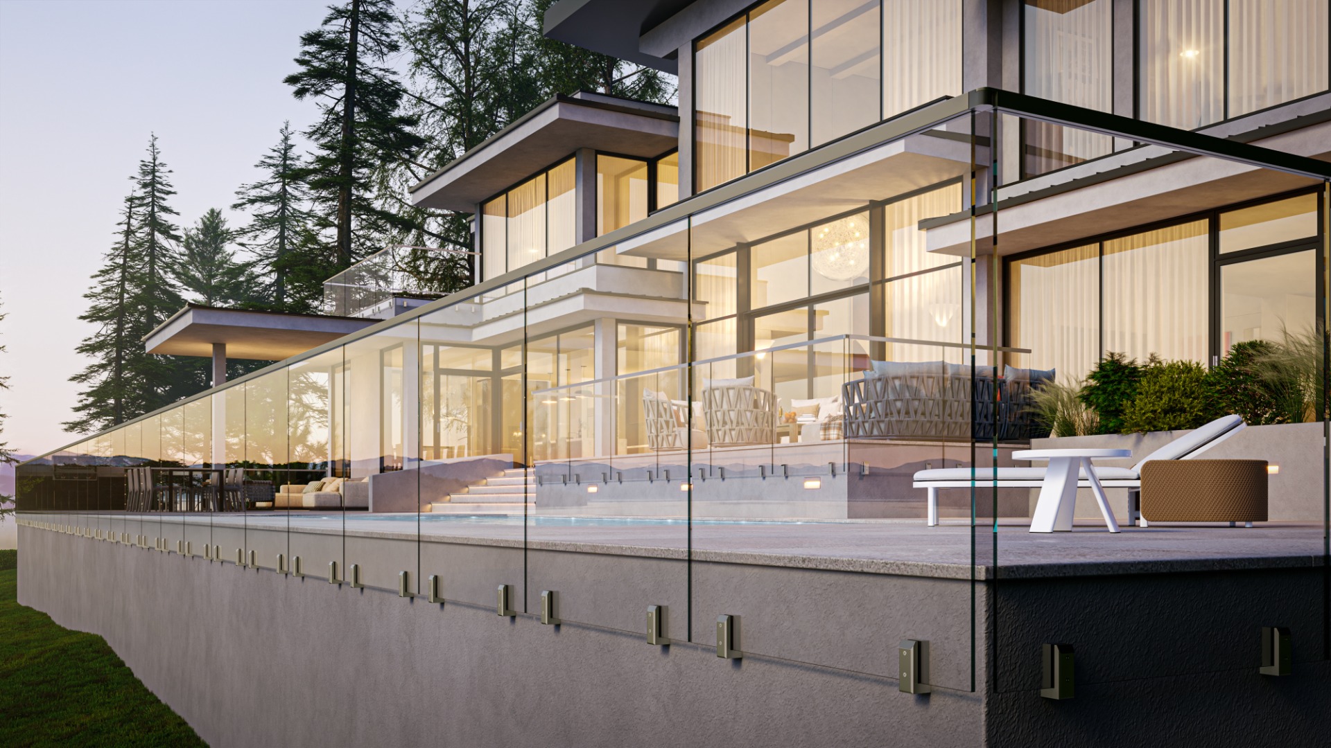 Balcony in Georgia featuring glass railing