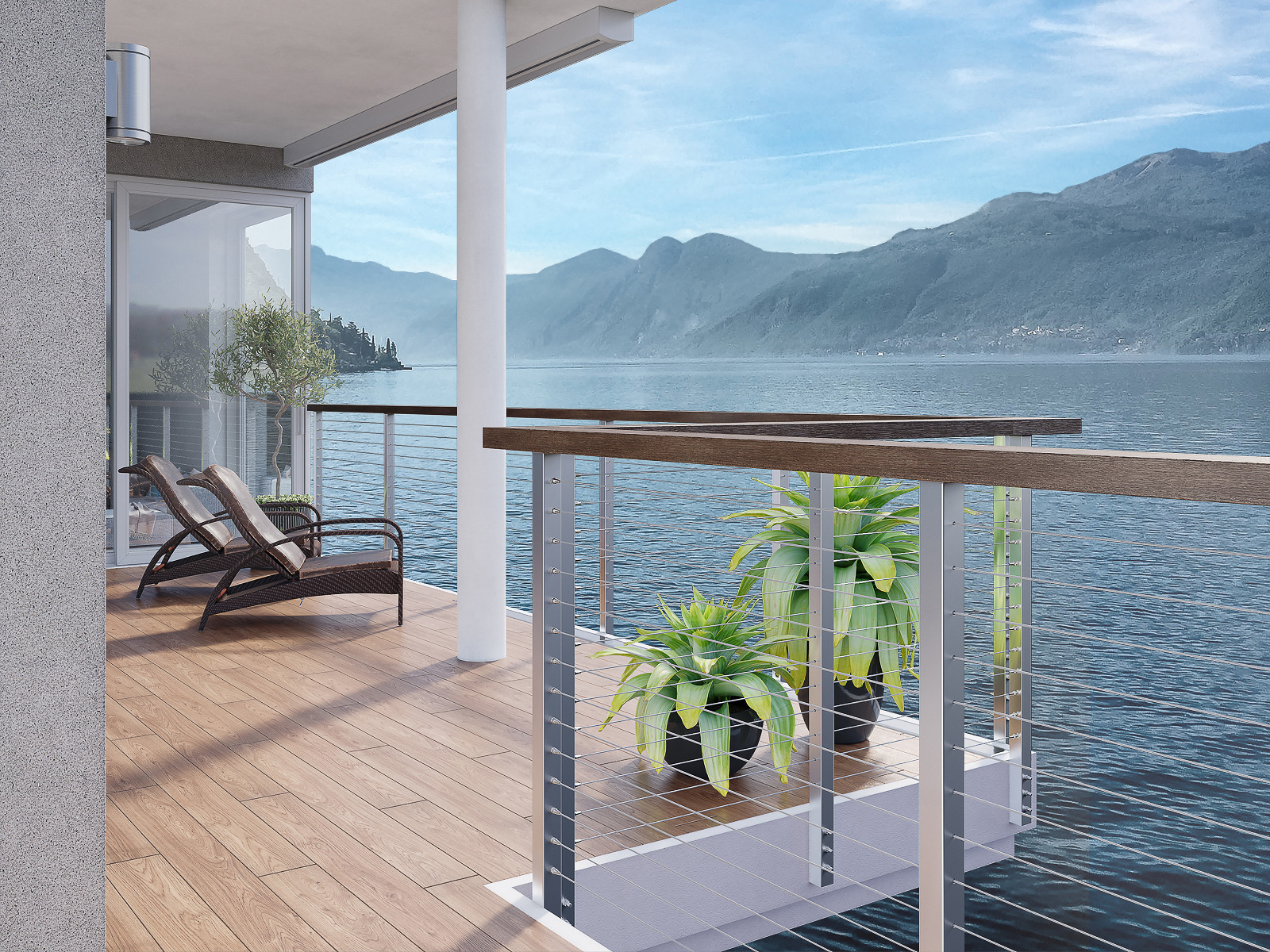 Deck in Kelowna featuring cable railing