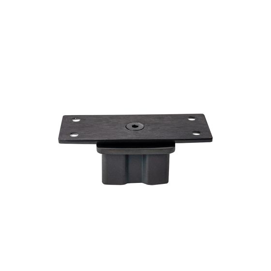 Black PVD-finished stainless steel top mount handrail brackets for cable railing posts, including round and flat saddle designs for contemporary cable railing systems.